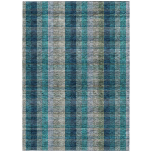 HomeRoots 5' Timeless Plaid Indoor Outdoor Area Rug in Teal, Navy, and Olive - Washable, Durable, Perfect Fit! 10' X 14' 614022