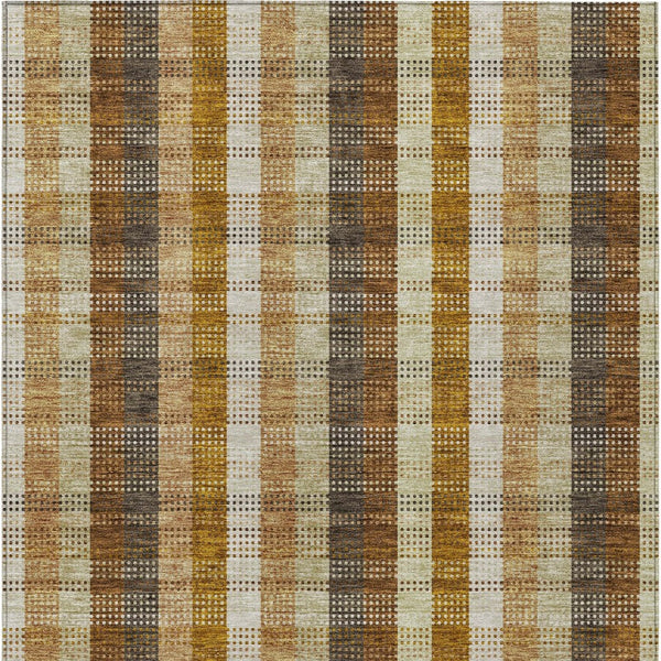 HomeRoots 5' Classic Plaid Rug in Wheat, Ivory & Brown – Durable, Washable Area Rug for Indoor & Outdoor Use 5' X 8' 614024