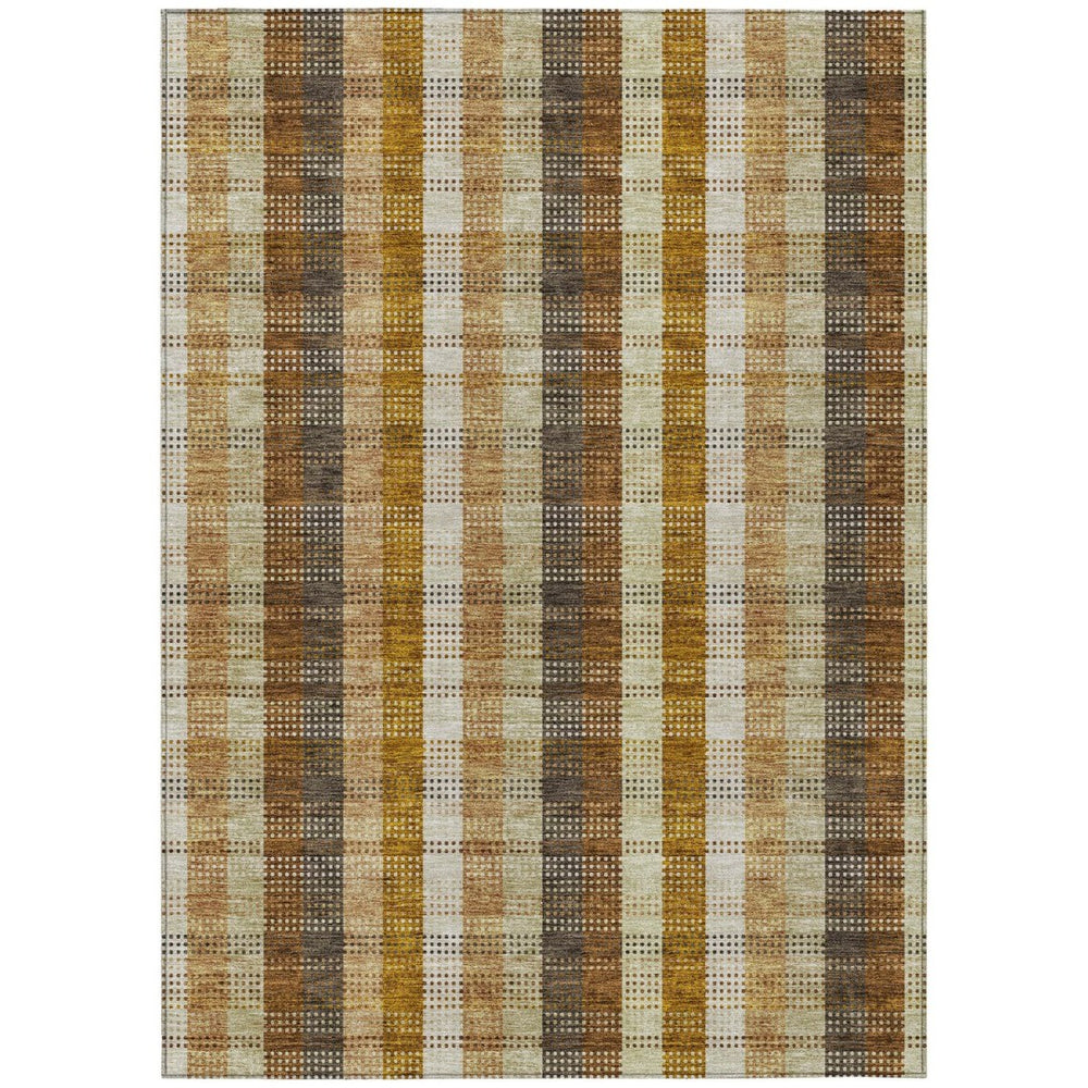 HomeRoots 9' X 12' Wheat Plaid Indoor Outdoor Area Rug - Stain-Resistant, Washable, Durable & Stylish Design 614027