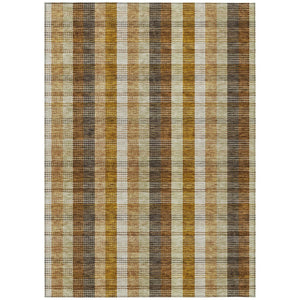 HomeRoots 9' X 12' Wheat Plaid Indoor Outdoor Area Rug - Stain-Resistant, Washable, Durable & Stylish Design 614027