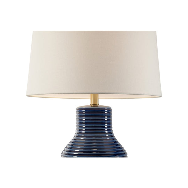 Wildwood Lydia Ceramic Table Lamp In Rich Blue Glaze With Ribbed Silhouette And Gold-Leaf Accents, 28" H 61404
