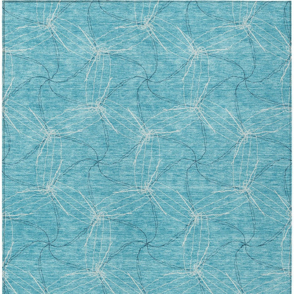 HomeRoots 5' Aqua and Ivory Geometric Area Rug - Durable, Washable Indoor/Outdoor Design for High-Traffic Spaces 8' X 10' 614050