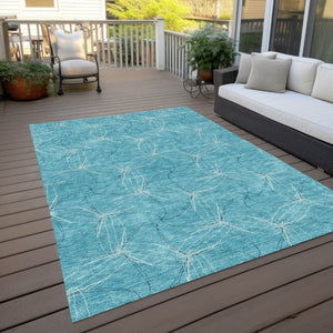 HomeRoots 5' Aqua and Ivory Geometric Area Rug - Durable, Washable Indoor/Outdoor Design for High-Traffic Spaces 8' X 10' 614050