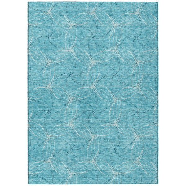 HomeRoots 5' Aqua and Ivory Geometric Area Rug - Durable, Washable Indoor/Outdoor Design for High-Traffic Spaces 8' X 10' 614050