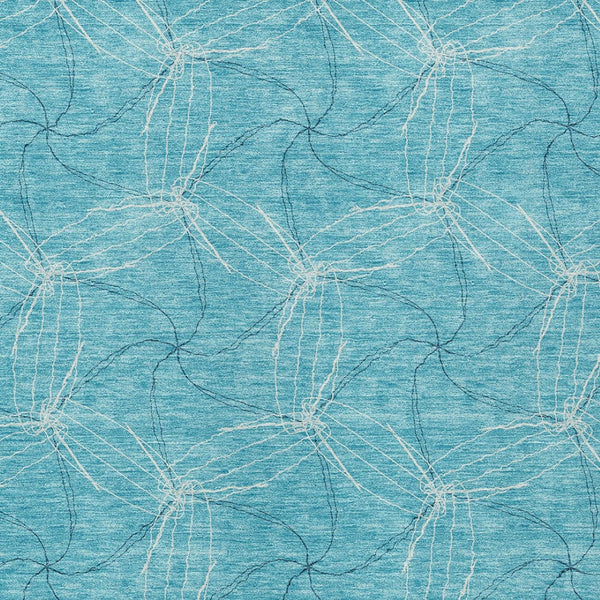 HomeRoots 5' Aqua and Ivory Geometric Area Rug - Durable, Washable Indoor/Outdoor Design for High-Traffic Spaces 8' X 10' 614050