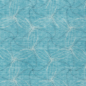 HomeRoots 5' Aqua and Ivory Geometric Area Rug - Durable, Washable Indoor/Outdoor Design for High-Traffic Spaces 9' X 12' 614051