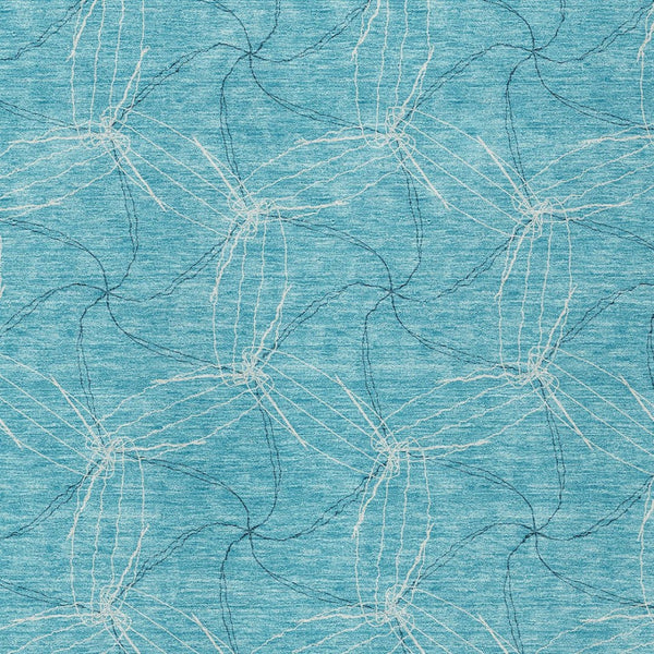 HomeRoots 5' Aqua and Ivory Geometric Area Rug - Durable, Washable Indoor/Outdoor Design for High-Traffic Spaces 9' X 12' 614051