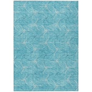 HomeRoots 5' Aqua and Ivory Geometric Area Rug - Durable, Washable Indoor/Outdoor Design for High-Traffic Spaces 10' X 14' 614052