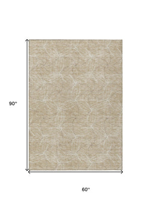 HomeRoots 5' Beige and Ivory Geometric Indoor Outdoor Rug - Stylish, Durable, Machine Washable for All Spaces 5' X 8' 614054