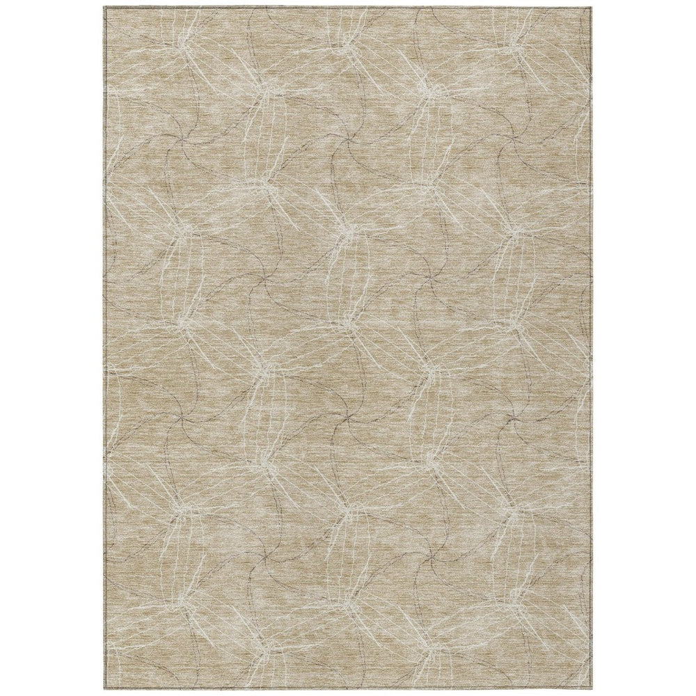 HomeRoots 5' Beige and Ivory Geometric Indoor Outdoor Rug - Stylish, Durable, Machine Washable for All Spaces 5' X 8' 614054