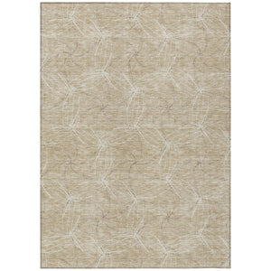 HomeRoots 5' Beige and Ivory Geometric Indoor Outdoor Rug - Stylish, Durable, Machine Washable for All Spaces 5' X 8' 614054