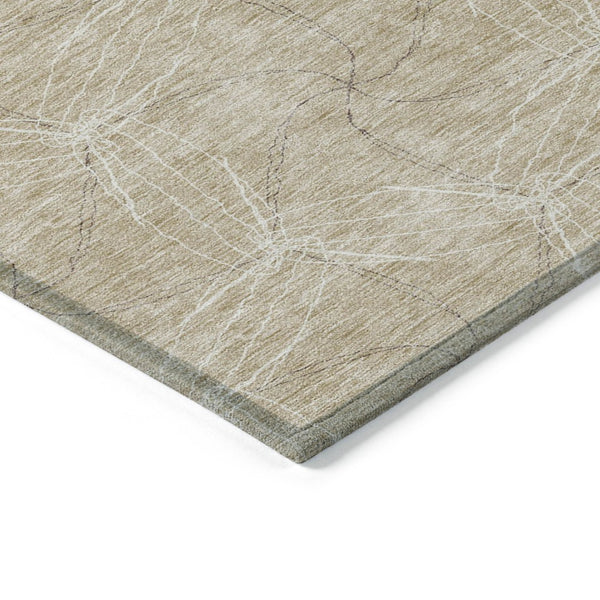 HomeRoots 5' Beige and Ivory Geometric Indoor Outdoor Rug - Stylish, Durable, Machine Washable for All Spaces 5' X 8' 614054