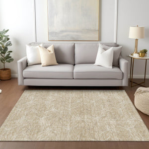 HomeRoots 5' Beige and Ivory Geometric Indoor Outdoor Rug - Stylish, Durable, Machine Washable for All Spaces 5' X 8' 614054