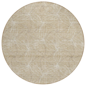HomeRoots 5' Beige and Ivory Geometric Indoor Outdoor Rug - Stylish, Durable, Machine Washable for All Spaces 8' Round 614055