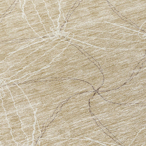 HomeRoots 5' Beige and Ivory Geometric Indoor Outdoor Rug - Stylish, Durable, Machine Washable for All Spaces 8' Round 614055