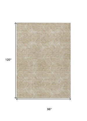 HomeRoots 5' Beige and Ivory Geometric Indoor Outdoor Rug - Stylish, Durable, Machine Washable for All Spaces 8' X 10' 614056