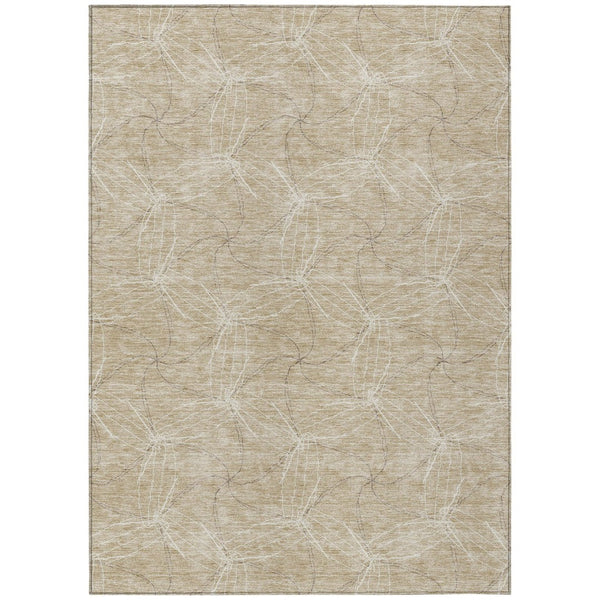 HomeRoots 5' Beige and Ivory Geometric Indoor Outdoor Rug - Stylish, Durable, Machine Washable for All Spaces 8' X 10' 614056