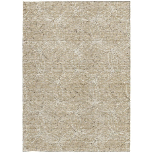 HomeRoots 5' Beige and Ivory Geometric Indoor Outdoor Rug - Stylish, Durable, Machine Washable for All Spaces 10' X 14' 614058