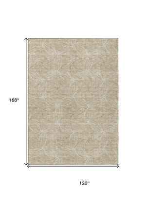 HomeRoots 5' Beige and Ivory Geometric Indoor Outdoor Rug - Stylish, Durable, Machine Washable for All Spaces 10' X 14' 614058
