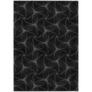 HomeRoots 5' Black and Ivory Geometric Area Rug - Stylish, Washable, Durable for Indoor and Outdoor Use 5' X 8' 614060