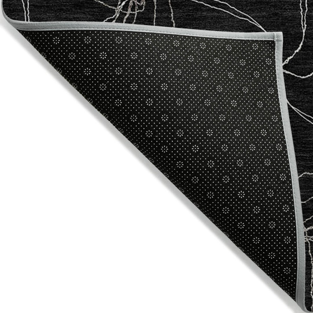 HomeRoots 5' Black and Ivory Geometric Area Rug - Stylish, Washable, Durable for Indoor and Outdoor Use 5' X 8' 614060