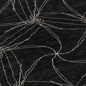 HomeRoots 5' Black and Ivory Geometric Area Rug - Stylish, Washable, Durable for Indoor and Outdoor Use 8' Round 614061