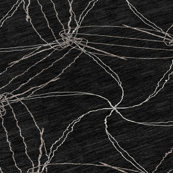 HomeRoots 5' Black and Ivory Geometric Area Rug - Stylish, Washable, Durable for Indoor and Outdoor Use 8' Round 614061
