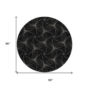 HomeRoots 5' Black and Ivory Geometric Area Rug - Stylish, Washable, Durable for Indoor and Outdoor Use 8' Round 614061