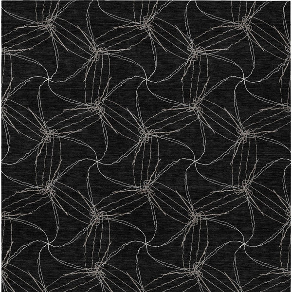 HomeRoots 5' Black and Ivory Geometric Area Rug - Stylish, Washable, Durable for Indoor and Outdoor Use 8' X 10' 614062