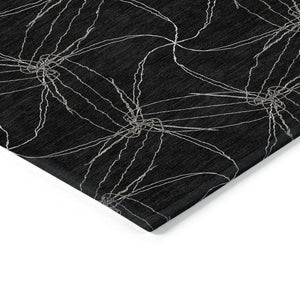 HomeRoots 5' Black and Ivory Geometric Area Rug - Stylish, Washable, Durable for Indoor and Outdoor Use 8' X 10' 614062