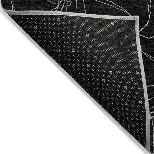 HomeRoots 5' Black and Ivory Geometric Area Rug - Stylish, Washable, Durable for Indoor and Outdoor Use 9' X 12' 614063
