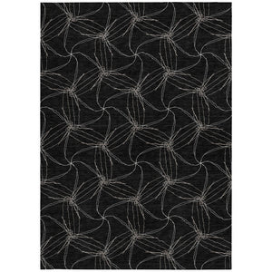 HomeRoots 5' Black and Ivory Geometric Area Rug - Stylish, Washable, Durable for Indoor and Outdoor Use 10' X 14' 614064