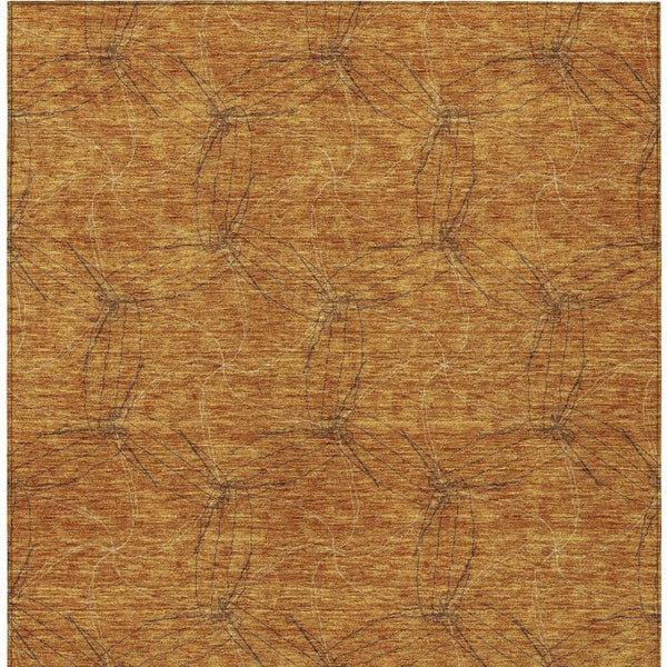 HomeRoots 5' Copper and Ivory Geometric Indoor Outdoor Area Rug - Stylish, Durable, Machine Washable Design 5' X 8' 614066