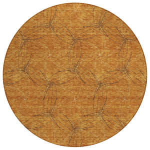 HomeRoots 5' Copper and Ivory Geometric Indoor Outdoor Area Rug - Stylish, Durable, Machine Washable Design 8' Round 614067