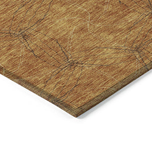 HomeRoots 5' Copper and Ivory Geometric Indoor Outdoor Area Rug - Stylish, Durable, Machine Washable Design 8' Round 614067