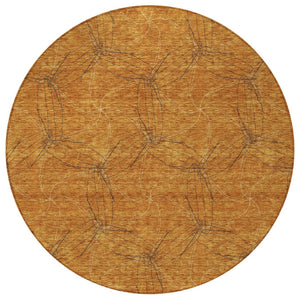 HomeRoots 5' Copper and Ivory Geometric Indoor Outdoor Area Rug - Stylish, Durable, Machine Washable Design 8' Round 614067