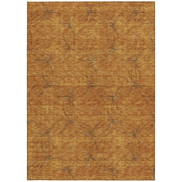 HomeRoots 5' Copper and Ivory Geometric Indoor Outdoor Area Rug - Stylish, Durable, Machine Washable Design 8' X 10' 614068