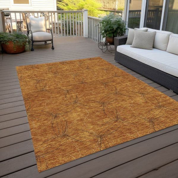 HomeRoots 5' Copper and Ivory Geometric Indoor Outdoor Area Rug - Stylish, Durable, Machine Washable Design 8' X 10' 614068