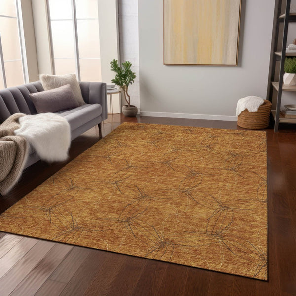HomeRoots 5' Copper and Ivory Geometric Indoor Outdoor Area Rug - Stylish, Durable, Machine Washable Design 9' X 12' 614069