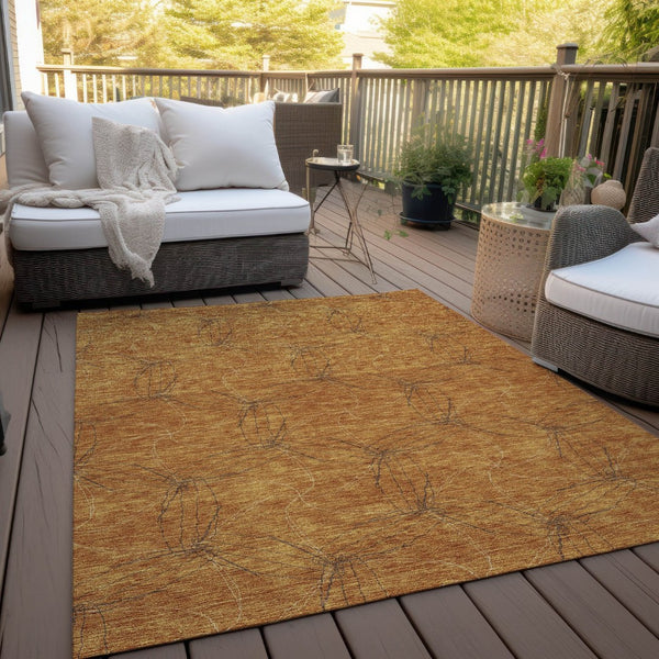 HomeRoots 5' Copper and Ivory Geometric Indoor Outdoor Area Rug - Stylish, Durable, Machine Washable Design 9' X 12' 614069