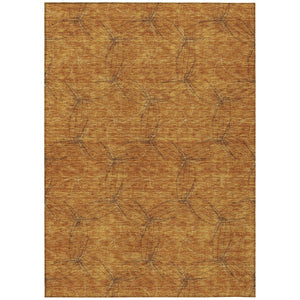 HomeRoots 5' Copper and Ivory Geometric Indoor Outdoor Area Rug - Stylish, Durable, Machine Washable Design 10' X 14' 614070