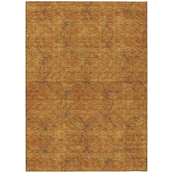 HomeRoots 5' Copper and Ivory Geometric Indoor Outdoor Area Rug - Stylish, Durable, Machine Washable Design 10' X 14' 614070