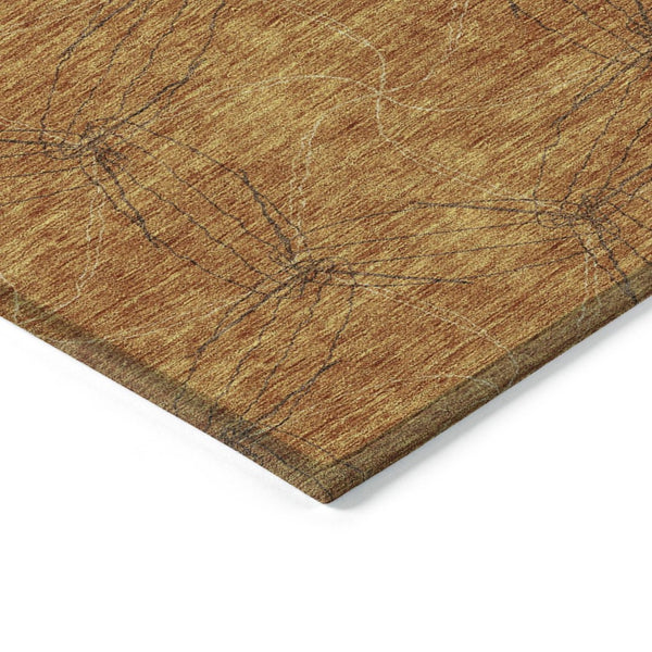 HomeRoots 5' Copper and Ivory Geometric Indoor Outdoor Area Rug - Stylish, Durable, Machine Washable Design 10' X 14' 614070