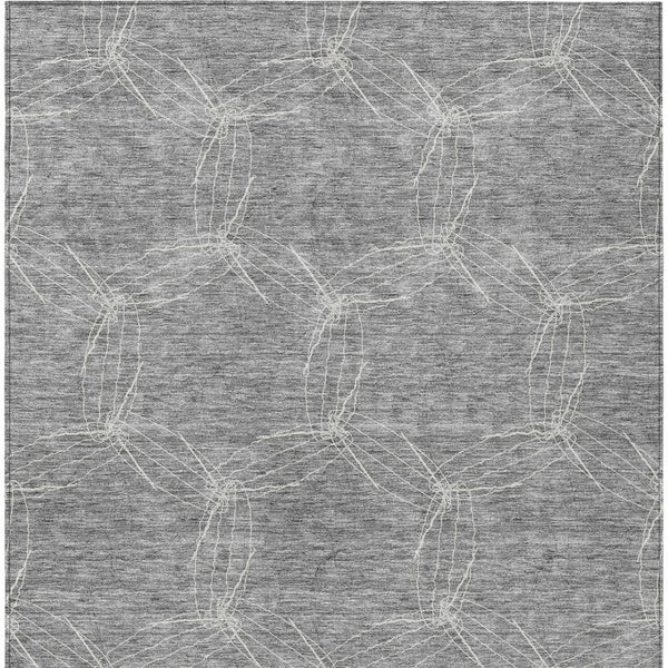 HomeRoots 5' Gray and Ivory Geometric Washable Area Rug for Indoor and Outdoor Use - Durable & Stylish 5' X 8' 614072