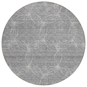 HomeRoots 5' Gray and Ivory Geometric Washable Area Rug for Indoor and Outdoor Use - Durable & Stylish 8' Round 614073