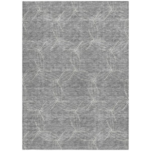 HomeRoots 5' Gray and Ivory Geometric Washable Area Rug for Indoor and Outdoor Use - Durable & Stylish 8' X 10' 614074
