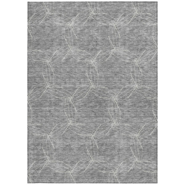 HomeRoots 5' Gray and Ivory Geometric Washable Area Rug for Indoor and Outdoor Use - Durable & Stylish 8' X 10' 614074