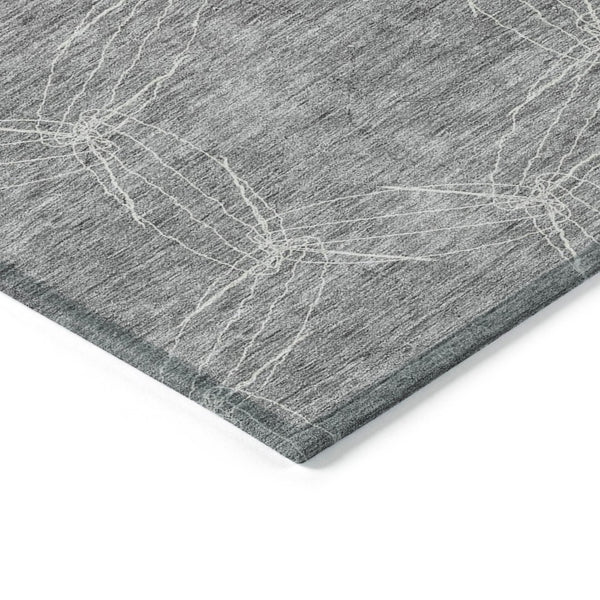 HomeRoots 5' Gray and Ivory Geometric Washable Area Rug for Indoor and Outdoor Use - Durable & Stylish 9' X 12' 614075