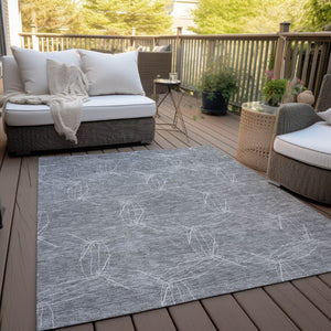 HomeRoots 5' Gray and Ivory Geometric Washable Area Rug for Indoor and Outdoor Use - Durable & Stylish 9' X 12' 614075