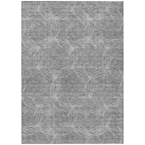 HomeRoots 5' Gray and Ivory Geometric Washable Area Rug for Indoor and Outdoor Use - Durable & Stylish 10' X 14' 614076